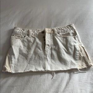 Mini white denim skirt